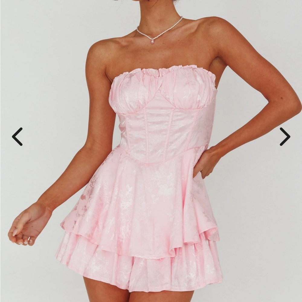 NWT Pink Strapless Ruffle Dress